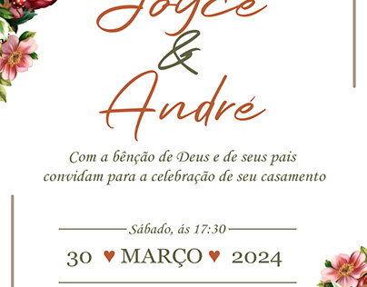Convite de Casamento Joyce & André