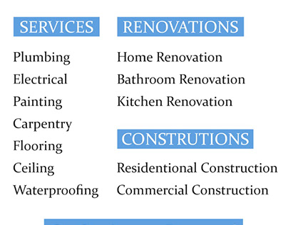 Plumber, Electrician, Painter, Carpenter, Renovation
