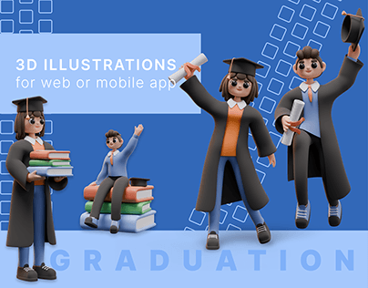 Graduation Students 3D Illustrations