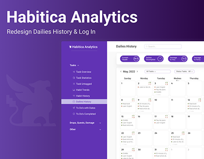 Project thumbnail - Dailies History & Log In Habitica Analytics | Redesign