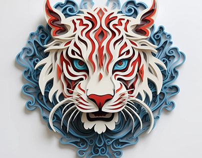 Quiling White Tiger | AI ART