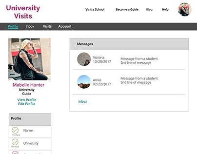 Peer-to-peer College Visit Concept- Dashboard