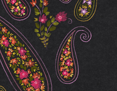 WIP - Loose watercolour floral elements in paisley