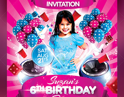 Kids Birthday Cake Flyer Invitation