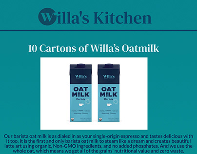 10 Cartons of Willa’s Barista Oatmilk