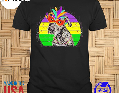 Wolfhound Mardi Gras Party Dog Mask Beads T-Shirt