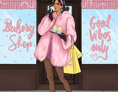 Fashion Bakery girl illustration