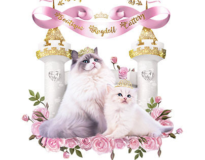 Logo for a cattery with beautiful fluffy kittens!