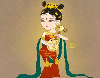 Illustration of a Chinese tradition-style dancer
