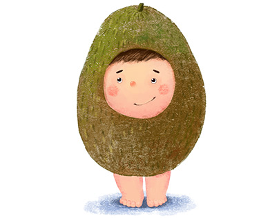A kid with pears
