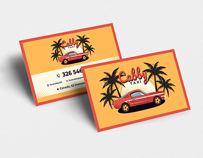 Business card in retro style for cab service