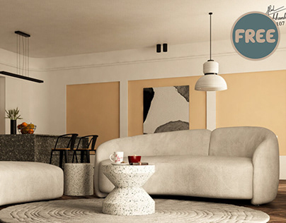 5214. Free Sketchup Interior Living Room- Kitchen Model