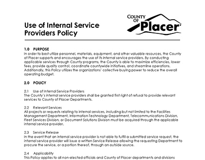 Use of Internal Service Providers Policy