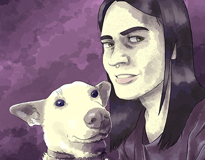 Retrato - Mi hermana y su perro Willy