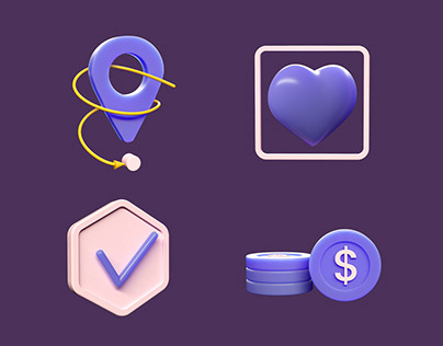 Purple Set of Icons