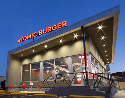 Atomic Burger Branding, Signage, EGD & Website