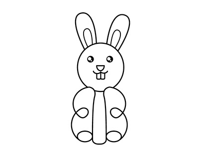 Vector coloring black and white cute rabbit.