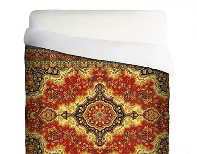 Bed cover with rug design