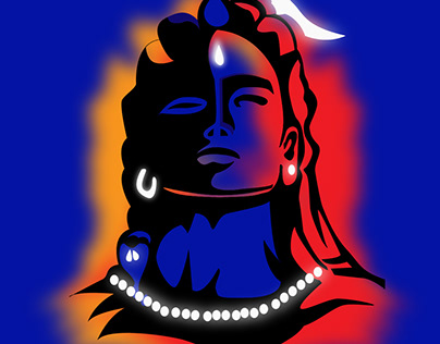 Adiyogi Shiva Blue Sketch