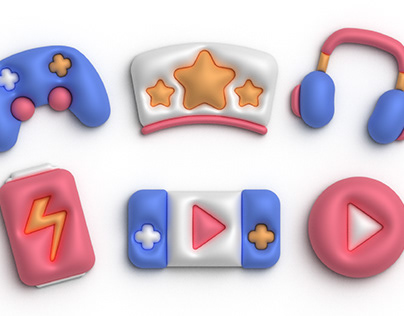 Set of 3d icons illustration Gaming