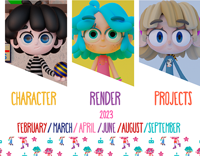 Character render projects Feb-Sep 2023