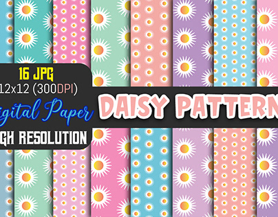 Digital Papers Daisy Pattern