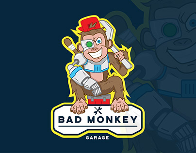 cyborg monkey mascot logo