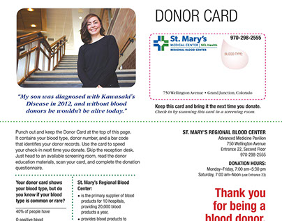 Blood Donor Card Mailer