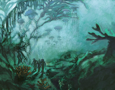 Эскизы к произведению Жюль Верна "20000 лье под водой"