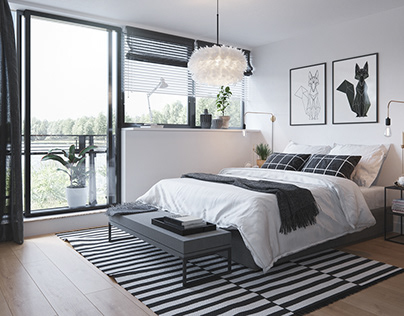Escandinavian Bedroom Black and White