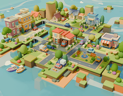 Stylized 3D town