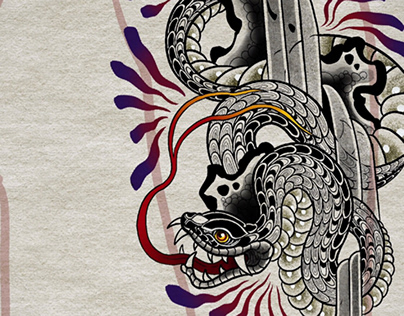Tattoo,snake,illustration,orient