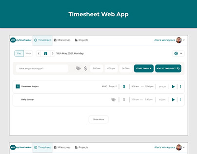 Timesheet Web App - UI Design