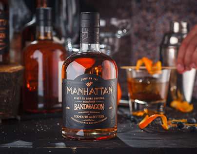 Pre-mixed Cocktail Label Design - Manhattan