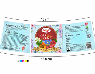 Gul E gulzar sharbat 200 Ml Bottel label with image