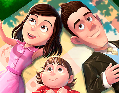 Pixar family illustration