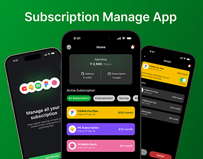 Subscription Managing App | UI Design