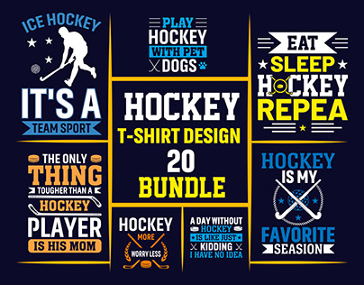 20 Hockey T-Shirt Design Bundle
