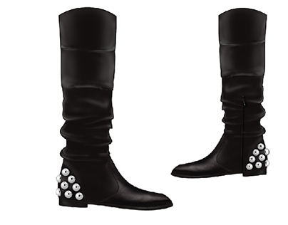 Leather Thigh high Boots with Metallic Studs