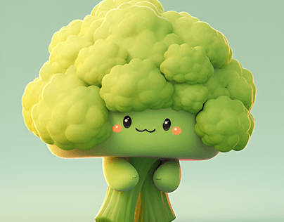 3D Cute Broccoli Vegetables Character