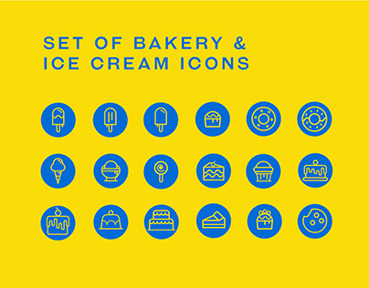 Set of bakery & ice cream line icons