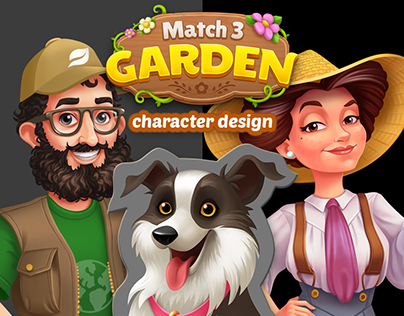 Character designs for Match 3 Garden