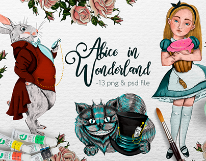 Alise in Wonderland. Png & Psd in a Creative Market
