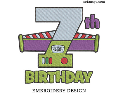 7th Birthday Buzz Lightyear Embroidery Designs