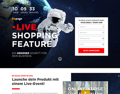 Landing page design - live shopping feature release