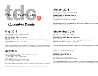 Layout of TDC upcoming events