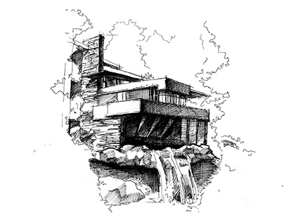 Drawing - Fallingwater