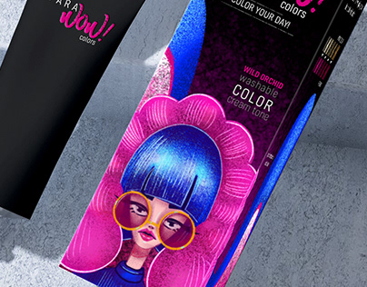 Color hair cream character and package design