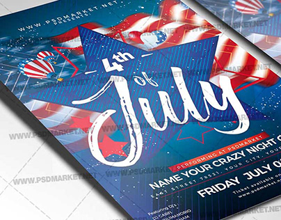 4th of July Party Flyer - PSD Template