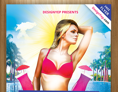 Free Pool Party Flyer PSD Template